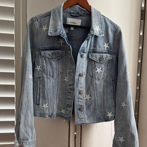 Pistola Star-Patterned Jean Jacket - Light Blue